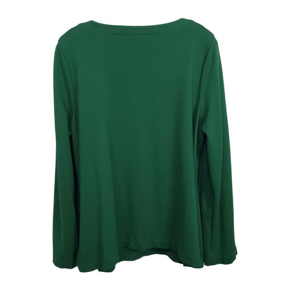 J Jill Size L Top Ponte Knit Button Accent Sleeves Long Sleeve Pullover Blouse - Picture 3 of 12